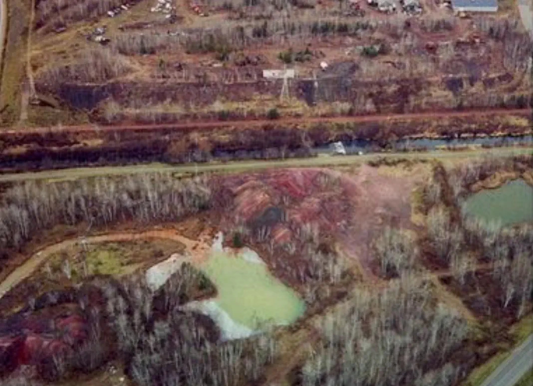 Aerial view of treatment systems at the Buck Mine and Dober Mine locations
