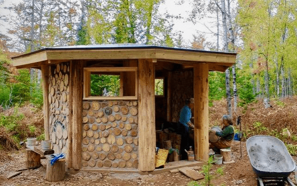 shelter with five completed wall sections