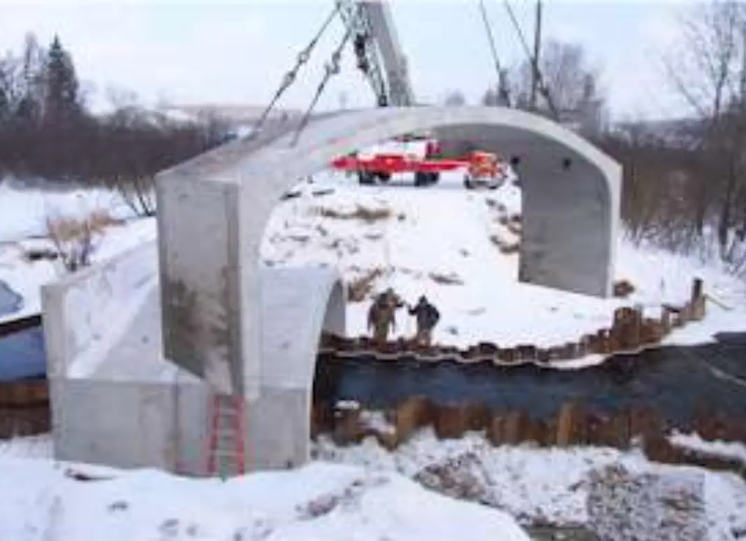 Bridge being added over stream